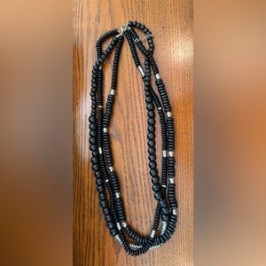 Multi strand Black Wooden Bead Necklace